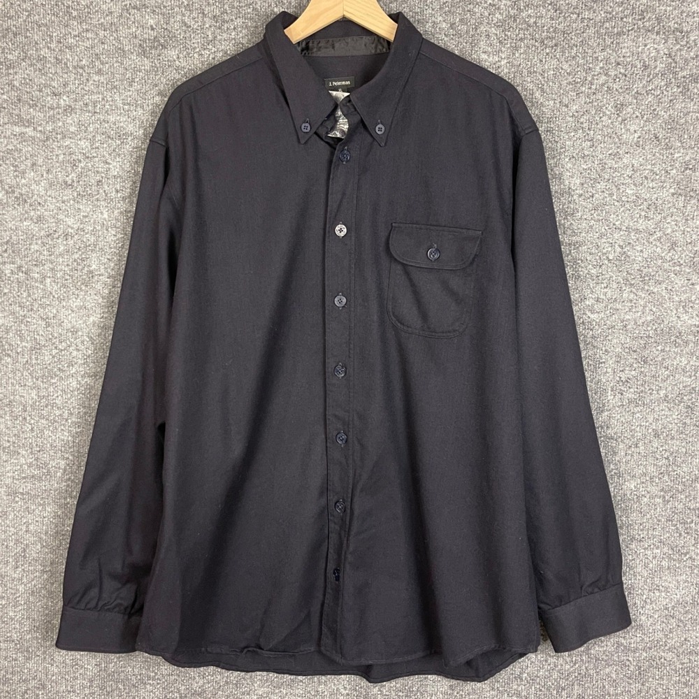 NWOT J. Peterman Button Down Shirt Mens XL Excellent 100% Wool Long Sleeve
